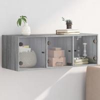 Wandkast met glazen deuren 102x37x35 cm grijs sonoma eiken - thumbnail
