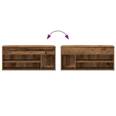 VidaXL Schoenenbank 102x30,5x45 cm bewerkt hout oud houtkleurig VidaXL Schoenenbank 102x30,5x45 cm bewerkt hout oud houtkleurig