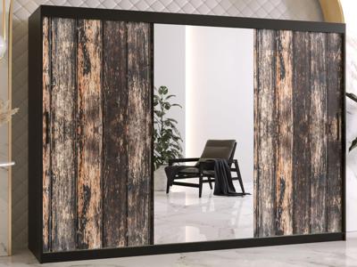 Kledingkast TODY 2 schuifdeuren 250 cm mat zwart met spiegel Kledingkast TODY 2 schuifdeuren 250 cm mat zwart met spiegel