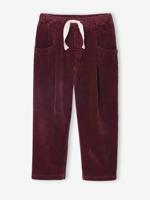 Meisjesbroek van fluweel / velours met losse pasvorm bordeauxrood - thumbnail