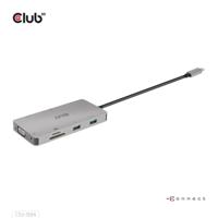 club3D CSV-1594 USB 3.1 Gen 1-hub 9 poorten Met ingebouwde netwerkaansluiting, Met ingebouwde SD-kaartlezer, Met USB-C stekker Zilver - thumbnail