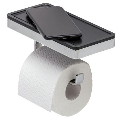 Geesa Frame toiletrolhouder met planchet chroom helder glas Geesa Frame toiletrolhouder met planchet chroom helder glas