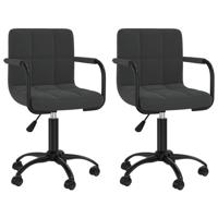 Eetkamerstoelen draaibaar 2 st fluweel zwart - thumbnail