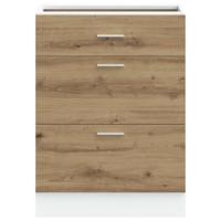 Keuken onderkast bewerkt hout artisanaal eikenkleur - thumbnail