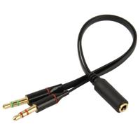 3.5mm female to 3.5mm Male Microphone Jack + 3.5mm Male Earphone Jack Adapter Cable(Black) - thumbnail