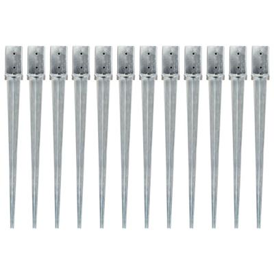 VidaXL Grondpinnen 12 st 8x8x91 cm gegalvaniseerd staal zilverkleurig