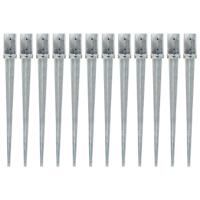 VidaXL Grondpinnen 12 st 8x8x91 cm gegalvaniseerd staal zilverkleurig - thumbnail