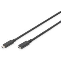 Digitus AK-300210-015-S USB-kabel USB 2.0 USB-C bus, USB-C stekker 1.50 m Zwart Flexibel, Folie afscherming, Afscherming gevlochten - thumbnail
