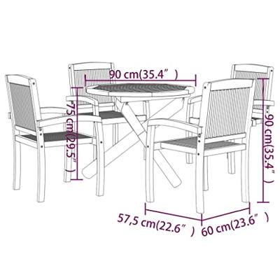 5-delige Tuinset massief teakhout