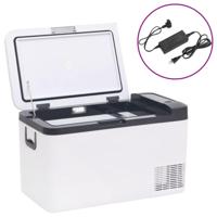 VidaXL Koelbox met handvat en adapter 25 l pp & pe zwart en wit - thumbnail