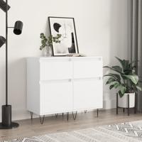 Dressoirs 2 st 40x35x70 cm bewerkt hout wit - thumbnail
