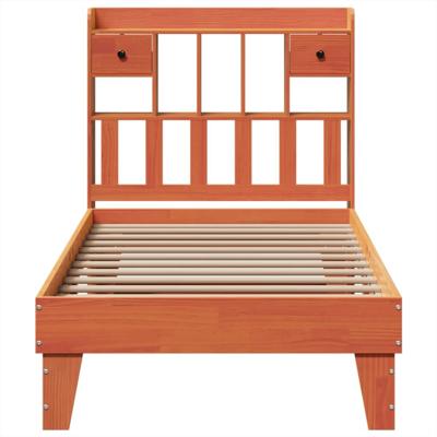 Bedframe zonder matras massief grenenhout wasbruin 75x190 cm