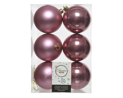 Decoris kerstballen plastic set roze 8cm 6st Decoris kerstballen plastic set roze 8cm 6st