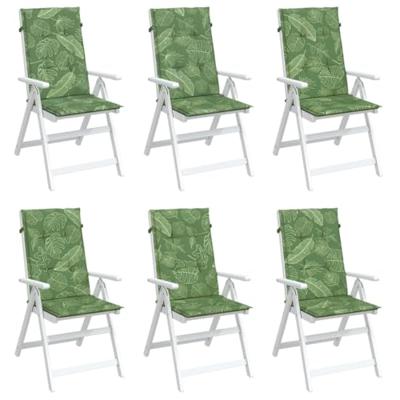 VidaXL Stoelkussens 6 st hoge rug bladpatroon stof