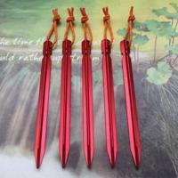 5 stuks aluminiumlegering Tent Peg nagel buiten reizen Tent Accessoires met touw lengte: 18cm(Red) - thumbnail
