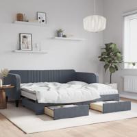 Slaapbank onderschuifbed en lades 90x190 cm fluweel donkergrijs - thumbnail