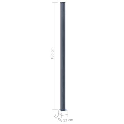 Schuttingpalen 2 st 185 cm aluminium donkergrijs - thumbnail