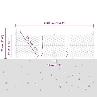 VidaXL Afrasteringspaal zilver 25 x 0,5 m (50 mm gaas) staal