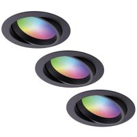 Set van 3 Luna - Smart inbouwspots - IP44 - Kantelbaar - 12 Watt 1050 Lumen (Superbright) - Wifi + Bluetooth - RGBWW - Google Home, Amazon Alexa en Siri - Zwart - Badkamer, binnen en buiten - thumbnail