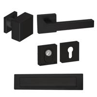 Hardbrass Voordeurset Quadro 60 vierkant SKG3 met kerntrekbeveiliging - zwart - thumbnail
