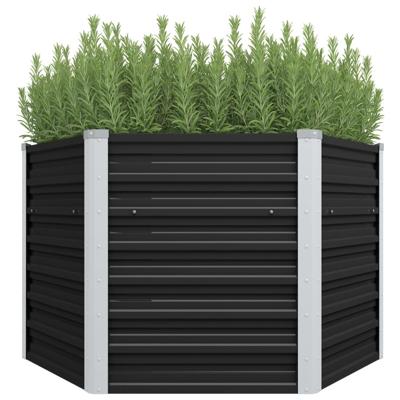 VidaXL Plantenbak verhoogd 129x129x77cm gegalvaniseerd staal antraciet