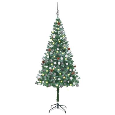 VidaXL Kunstkerstboom met verlichting kerstballen dennenappels 180 cm