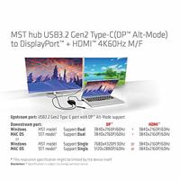 Club 3D MST Hub USB 3.2 Gen2 Type-C (DP™ Alt-Mode) op DisplayPort™ + HDMI™ 4K60Hz St./B. - thumbnail