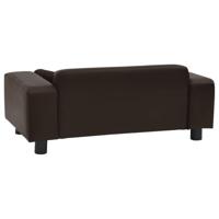 Hondenbank 81x43x31 cm pluche en kunstleer bruin - thumbnail