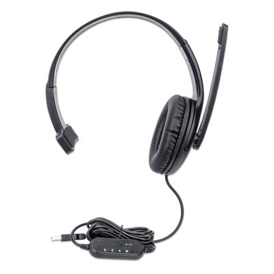 Manhattan Mono USB-Headset Over-Ear kabelgebunden USB-A-Stecker Lautstärkeregelung schwarz Over Ear headset Kabel Computer Mono Zwart Volumeregeling, Microfoon