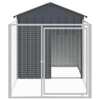 Hondenhok met dak 117x201x123 cm gegalvaniseerd staal antraciet - thumbnail