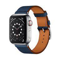 Lederen bandje - Donkerblauw - Geschikt voor Apple Watch 38mm / 40mm / 41mm / 42mm - thumbnail
