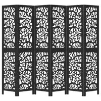Kamerscherm met 6 panelen massief paulowniahout zwart - thumbnail
