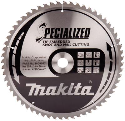 Makita Accessoires Cirkelzaagblad Hout (noest/spijker) | Embedded Tip 355x30x3,0 60T 18g - B-09547 - B-09547 Makita Accessoires Cirkelzaagblad Hout (noest/spijker) | Embedded Tip 355x30x3,0 60T 18g - B-09547 - B-09547