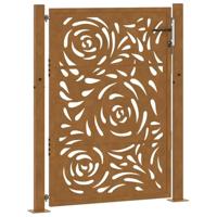 Poort met vlamontwerp 105x130 cm weervast staal - thumbnail