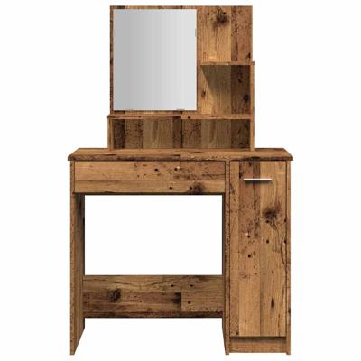 Kaptafel met spiegel 86,5x35x136 cm oud houtkleurig - thumbnail