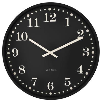 Wandklok 50 cm - Geruisloos - Zwart/wit - Plastic - NeXtime 'Dickens Large' Wandklok 50 cm - Geruisloos - Zwart/wit - Plastic - NeXtime 'Dickens Large'
