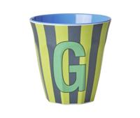 Gestreepte melamine mok LETTER G rice, medium 250 ml meerkleurig - thumbnail