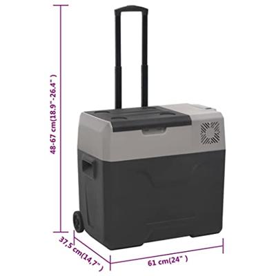 VidaXL Koelbox met wielen en handvat 40 l polypropeen zwart en grijs