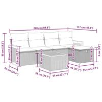 5-delige Loungeset met kussens poly rattan zwart - thumbnail