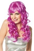 Pruik pony cyclaam met krullen - thumbnail