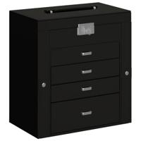 VidaXL Sieradendoosje 5-laags met spiegel afsluitbaar zwart - thumbnail