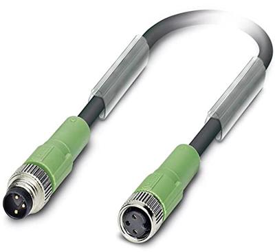 PHOENIX CONTACT SAC-3P-M 8MS/5.0-PUR/M 8FS sensor/actuatorkabel, 3-polig, M8-stekker recht, M8-bus recht, 5 m kabellengte, zwart/grijs