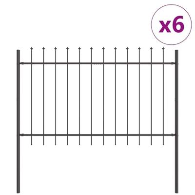 Tuinhek 6 pcs Grijs 10,2 x 0,8 m Poedercoating staal