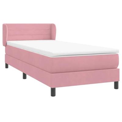 Boxspring met matras fluweel roze 90x210 cm