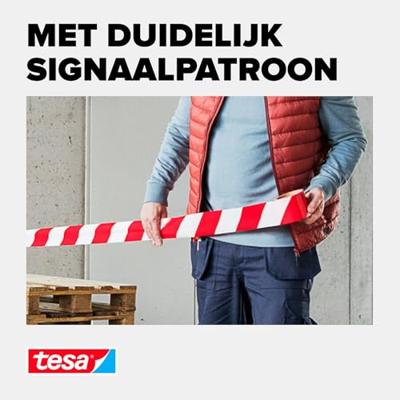 Waarschuwingslint tesa 100mx80mm rood wit | 4 stuks