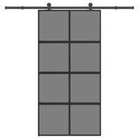 Schuifdeur met beslag 102,5x205 cm gehard glas en aluminium - thumbnail