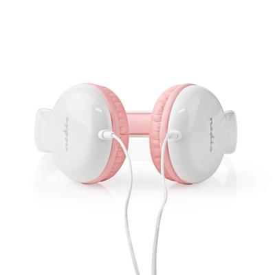 Bedrade Koptelefoon | 1,2 m Ronde Kabel | On-Ear | Roze/Wit
