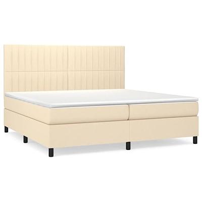 Boxspring met matras stof crèmekleurig 200x200 cm