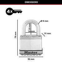 Masterlock 2 x 50mm keyed alike padlocks with treated steel body for weather resi - M5EURT - thumbnail
