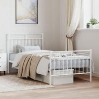 Bedframe met hoofd- en voeteneinde metaal wit 90x200 cm - thumbnail